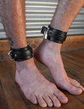 Fleece Lined Garment Leather Ankle Cuffs-BDSM GEAR, BEST SELLERS, BONDAGE RESTRAINTS, NEW!, WRIST & ANKLE CUFFS-Black-Male Stockroom