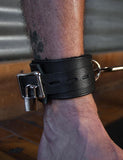 Fleece Lined Garment Leather Ankle Cuffs-BDSM GEAR, BEST SELLERS, BONDAGE RESTRAINTS, NEW!, WRIST & ANKLE CUFFS-Black-Male Stockroom