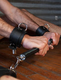 Fleece Lined Garment Leather Wrist Cuffs-BDSM GEAR, BEST SELLERS, BONDAGE RESTRAINTS, NEW!, WRIST & ANKLE CUFFS-Black-Male Stockroom