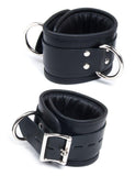 Deluxe Padded Leather Ankle Restraints w/ D Rings, Black-BDSM GEAR, BONDAGE RESTRAINTS, WRIST & ANKLE CUFFS-Male Stockroom