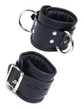 Deluxe Padded Leather Wrist Restraints w/ D Rings, Black-BDSM GEAR, BEST SELLERS, BONDAGE RESTRAINTS, FEATURED PRODUCTS, WRIST & ANKLE CUFFS-Male Stockroom