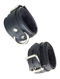 Fleece Lined Garment Leather Ankle Cuffs Black  BDSM GEAR BONDAGE RESTRAINTS