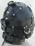 Heavy Duty Leather Hood-BDSM GEAR, HOODS & BLINDFOLDS-Male Stockroom