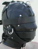Heavy Duty Leather Hood-BDSM GEAR, HOODS & BLINDFOLDS-Male Stockroom