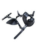 Black Leather Puppy Play K9 Muzzle with Removable Silicone Ball Gag-BDSM GEAR, GAGS & MUZZLES, HOODS & BLINDFOLDS-Male Stockroom