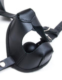 Black Leather Puppy Play K9 Muzzle with Removable Silicone Ball Gag-BDSM GEAR, GAGS & MUZZLES, HOODS & BLINDFOLDS-Male Stockroom