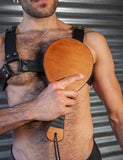 Leather Wrapped Round Wood Spanking Paddle - Male Stockroom