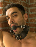 Posture Collar with Silicone Ball Gag-BDSM GEAR, BONDAGE RESTRAINTS, COLLARS & LEASHES, GAGS & MUZZLES-Male Stockroom