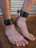 Premium Garment Black Leather Ankle Cuffs-BDSM GEAR, BEST SELLERS, BONDAGE RESTRAINTS, WRIST & ANKLE CUFFS-Male Stockroom
