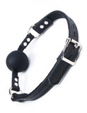 Premium Garment Leather Silicone Ball Gag-BDSM GEAR, GAGS & MUZZLES, STOCKROOM ORIGINALS-Male Stockroom