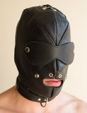 Premium Leather Hood with Gag & Blindfold-BDSM GEAR, HOODS & BLINDFOLDS-Male Stockroom