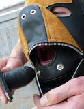Two-Toned Dog Hood with Mouth Gag-BDSM GEAR, HOODS & BLINDFOLDS-Male Stockroom