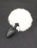 White Rabbit Fur Bunny Tail Silicone Butt Plug