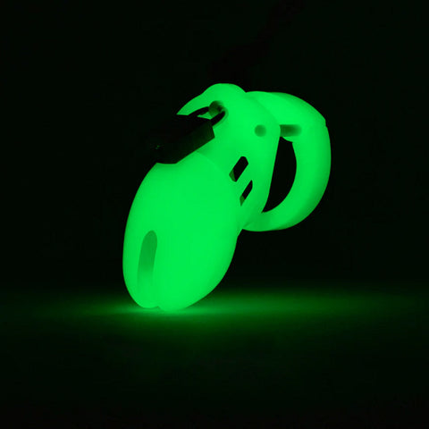 The CBX 6000s, shown in a dark environment, glowing a fluorescent green color. 