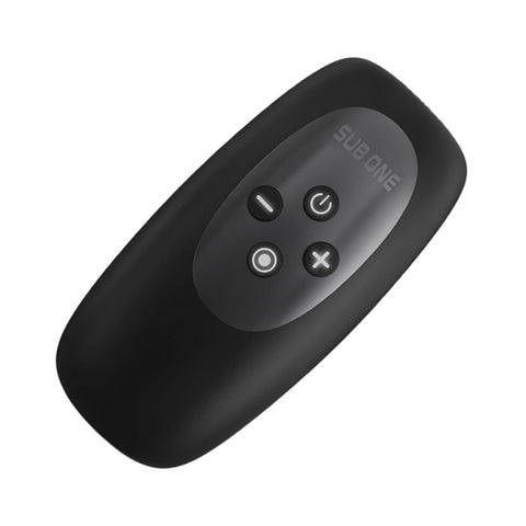 The Sub One vibrator in a black model, showing the four control buttons. 