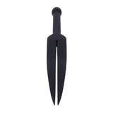 Black silicone tawse on a white background