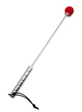 A Red Silicone Ball Crop with Steel Handle that is used for impact play is shown on a white background.