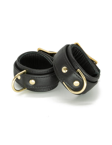 Garment Leather Wrist Cuffs with Brass Gold Hardware
