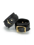 Garment Leather Ankle Cuffs with Brass Gold Hardware