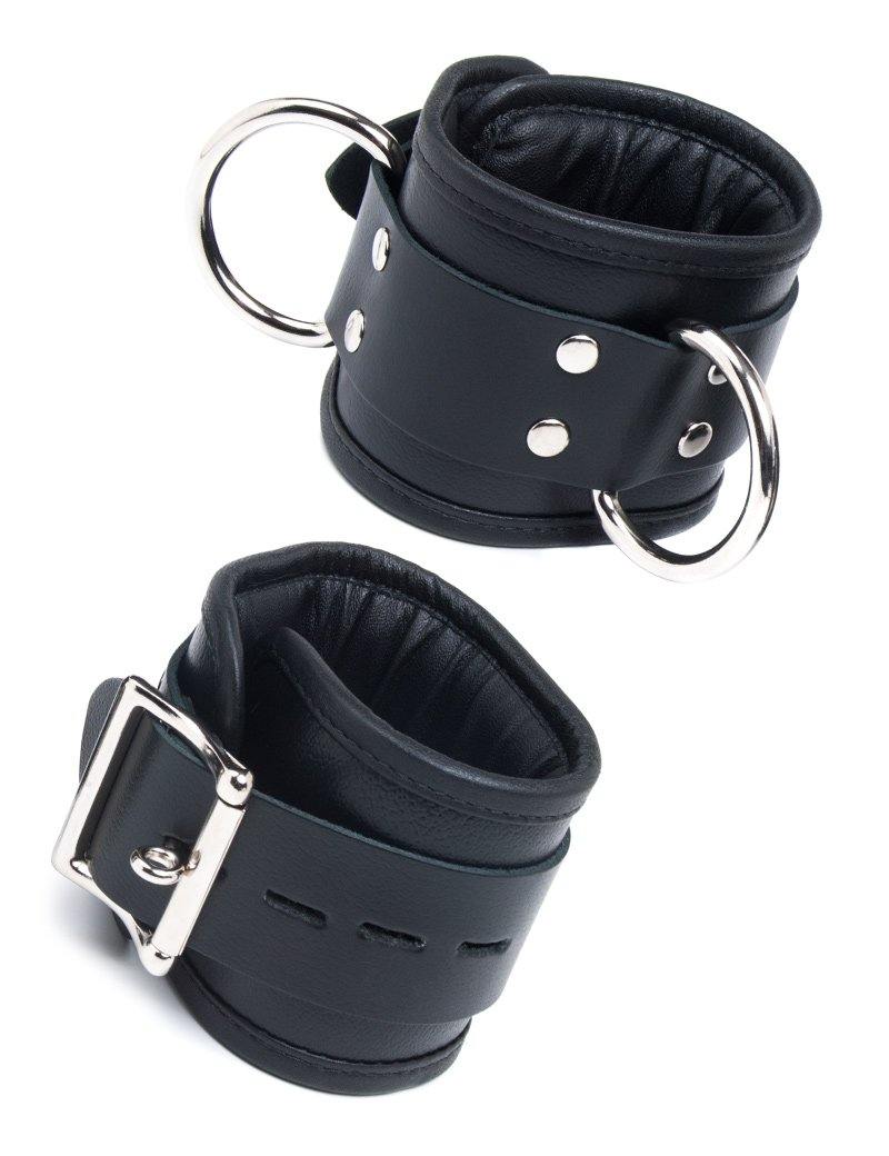 Padded Leather Wrist Cuff Restraints w/ D Rings, Black – Male Stockroom