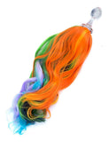 Five Color Ponytail Glass Butt Plug, Rainbow-The Stockroom