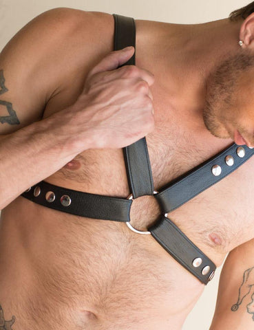 Garment Leather Chest Harness-BODY HARNESSES, FETISH WEAR-Male Stockroom
