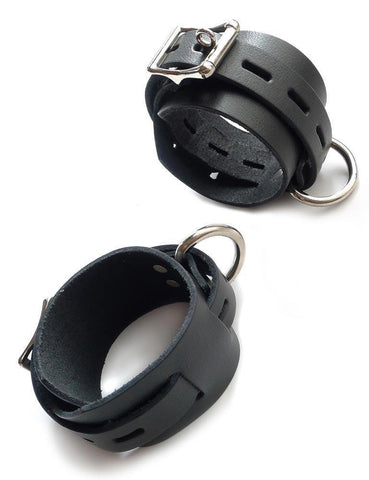 Locking/Buckling Leather Wrist Cuffs  BONDAGE RESTRAINTS WRIST & ANKLE CUFFS
