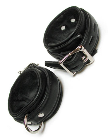Premium Garment Black Leather Ankle Cuffs  BONDAGE RESTRAINTS WRIST & ANKLE CUFFS