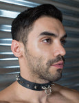 Leather Locking Collar with Spikes  BONDAGE RESTRAINTS COLLARS & LEASHES