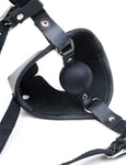 Black Leather Puppy Play K9 Muzzle with Removable Silicone Ball Gag-BDSM GEAR, GAGS & MUZZLES, HOODS & BLINDFOLDS-Male Stockroom