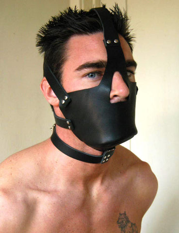 Leather Head Harness with Muzzle-BDSM GEAR, GAGS & MUZZLES-Male Stockroom