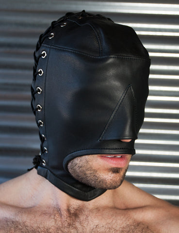 Open Mouth Leather Bondage Hood-BDSM GEAR, BEST SELLERS, FEATURED PRODUCTS, HOODS & BLINDFOLDS, NEW!-Male Stockroom