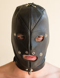 Premium Leather Hood with Gag & Blindfold-BDSM GEAR, HOODS & BLINDFOLDS-Male Stockroom
