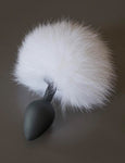 White Rabbit Fur Bunny Tail Silicone Butt Plug